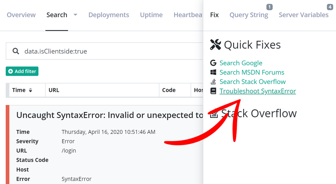 troubleshoot javascript errors