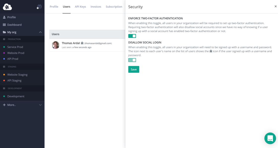 Security settings