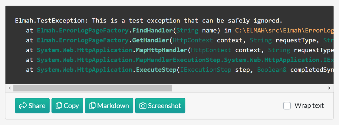 Share stack trace