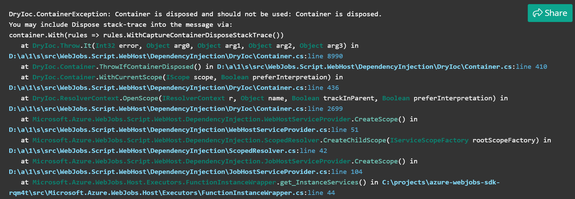 Share stack trace