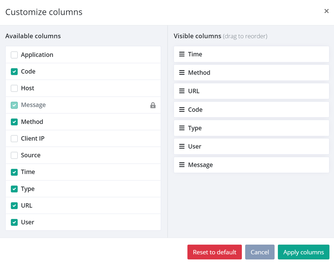 Customize columns