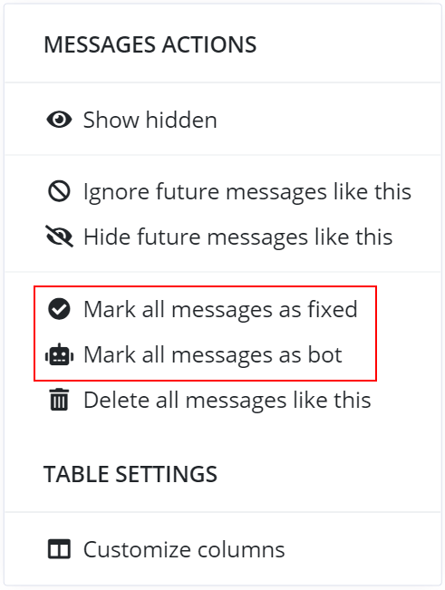 Bulk actions