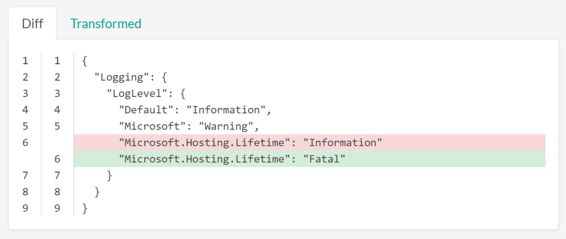 Appsettings.json Transformation Tester