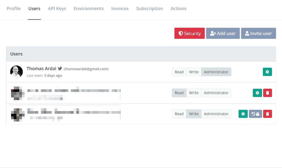 Mange log access moved to slide-in