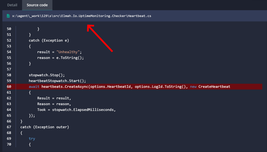 Filename on embedded source code