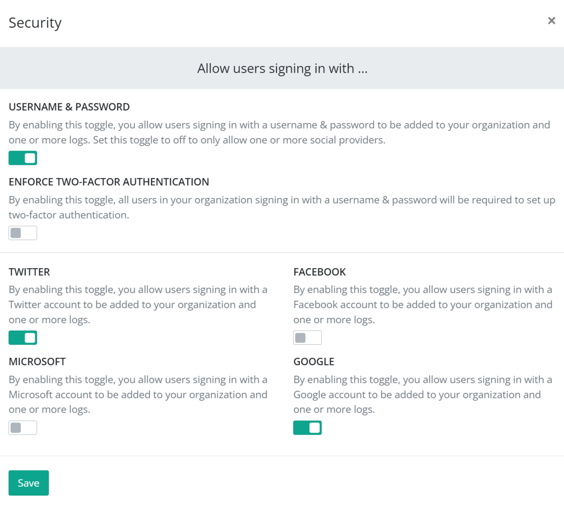 Improved security on sign-in types