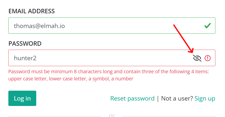 Show/hide password