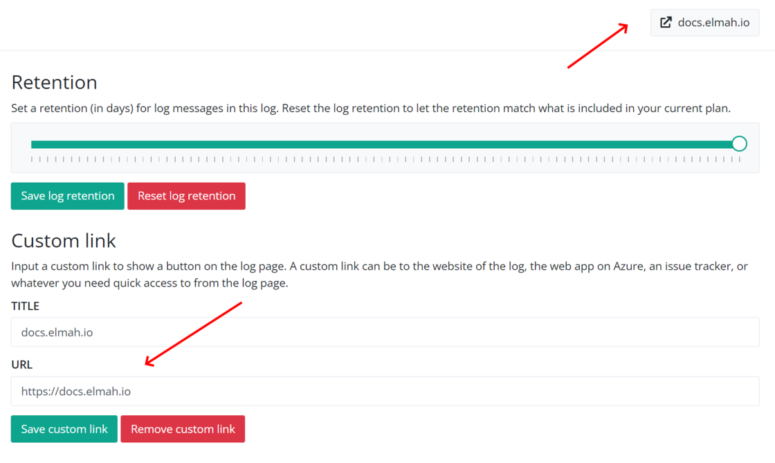Add custom button with external link to a log