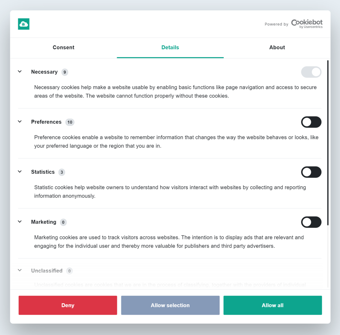 New cookie popup with improved consent options