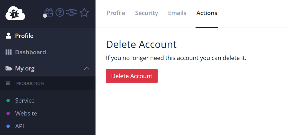 Delete user account from the UI