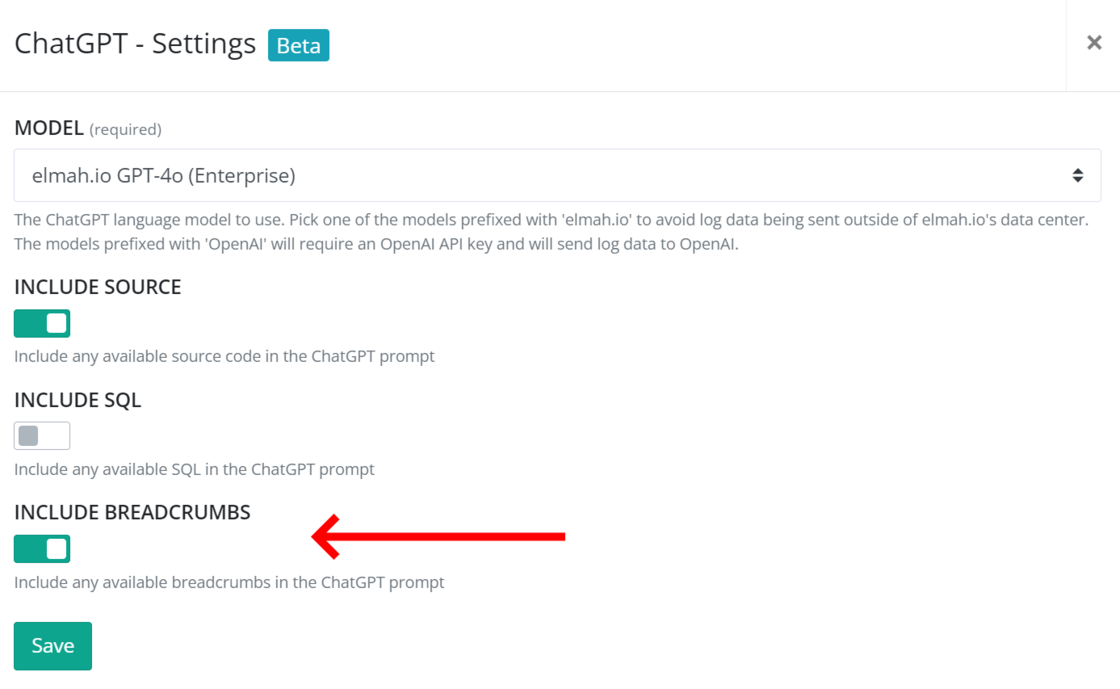 Include Breadcrumbs in ChatGPT prompt