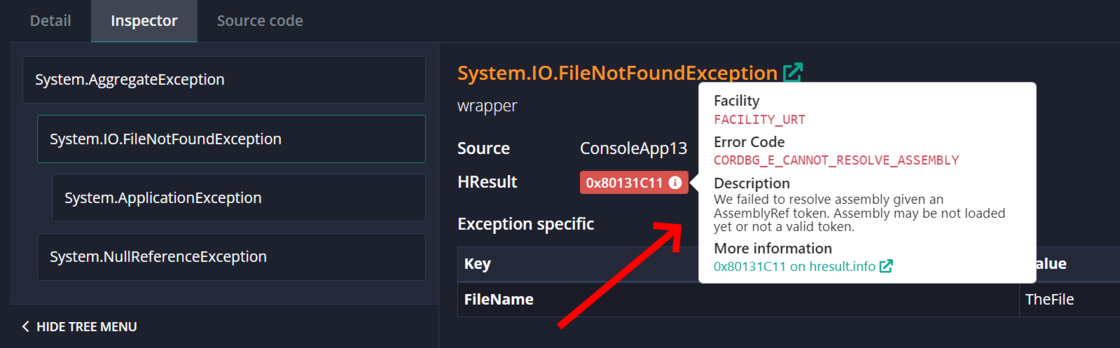 Show description on HResults