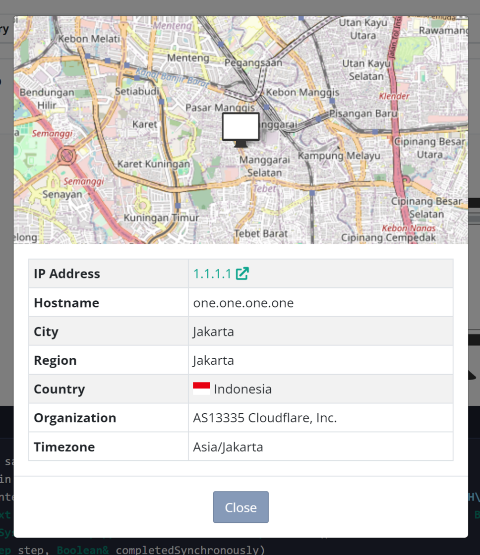 New IP details popup