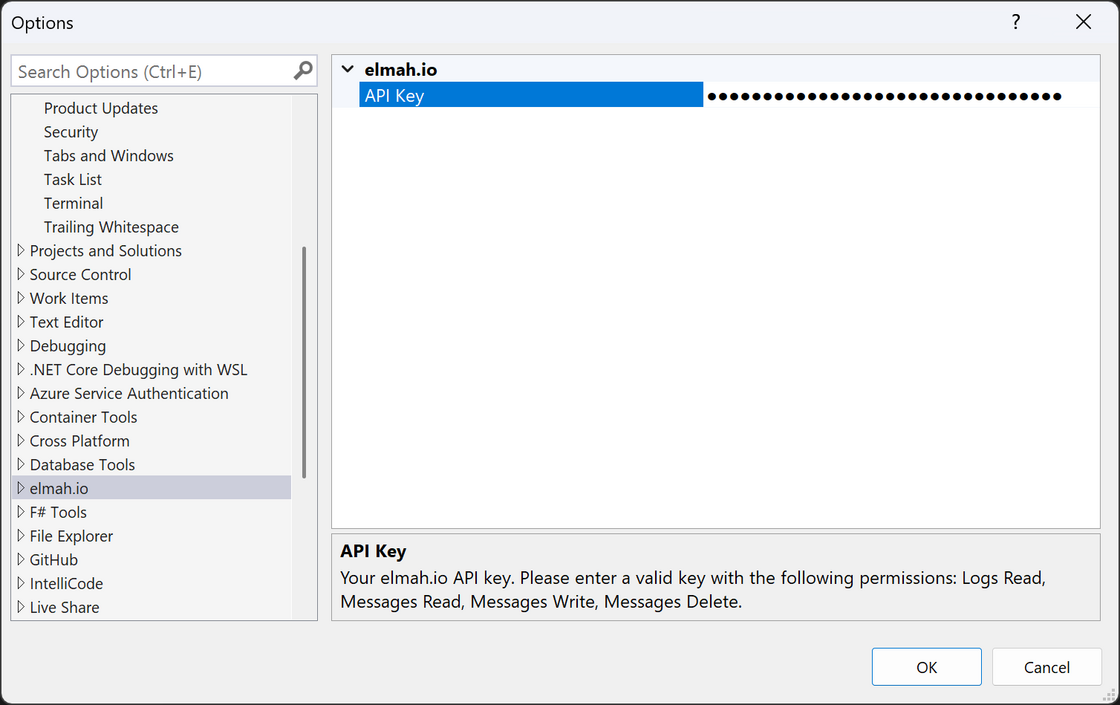 Visual Studio options