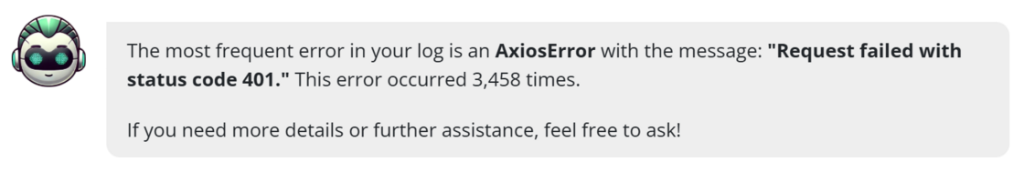 Bugster now answer questions about log data