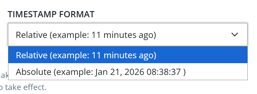 Configurable timestamp format