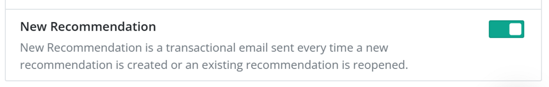 New recommendation email