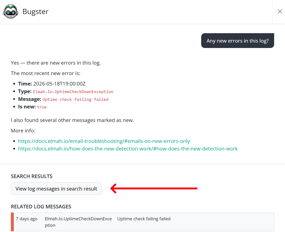 Link to search results from Bugster and UI improvements