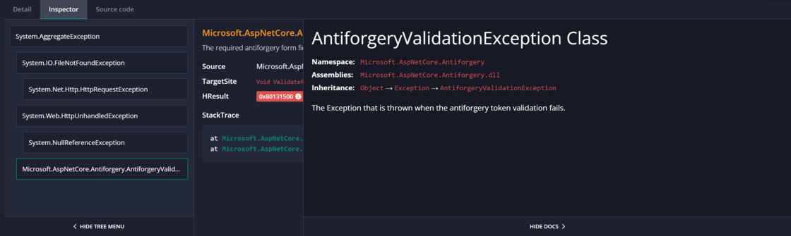 Exception Inspector supports more sources for inline documentation