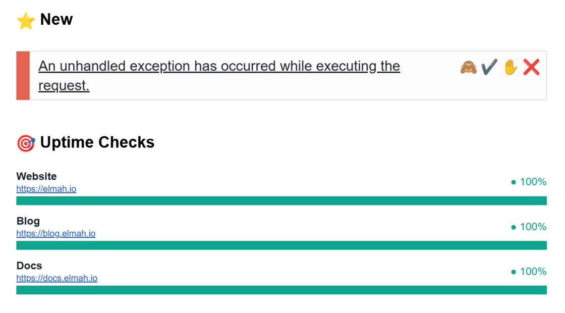 Uptime checks and heartbeats in daily digest email